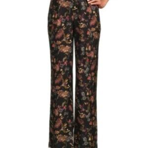 Robert Graham Black Floral Wide Leg Pants